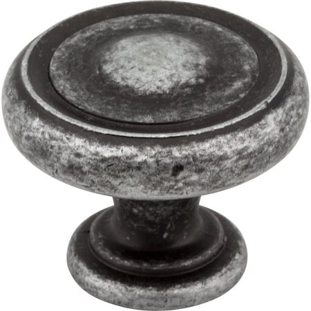 Jeffrey Alexander 1-1/4" Diameter Distressed Antique Silver Bremen 1 Cabinet Knob 117SIM